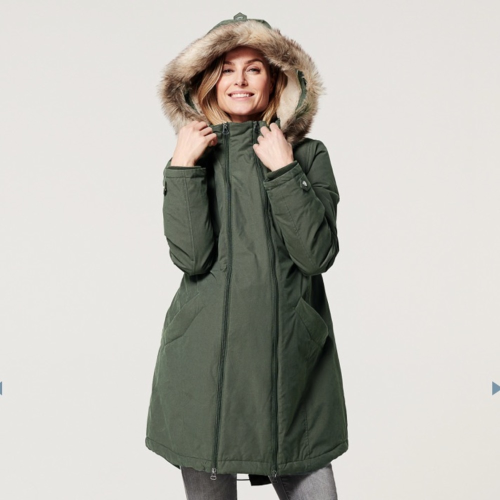 NWT Maternity winter coat fur lined wear two ways